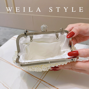 Cổ Điển Vỏ Ngọc Trai Hình Buổi Tối Ly Hợp Với Top Xử Lý Crossbody Chuỗi Thanh Lịch Túi Xách Cho Đám Cưới Đảng Trang Phục Chính Thức Tiệc Prom - Product Image 6