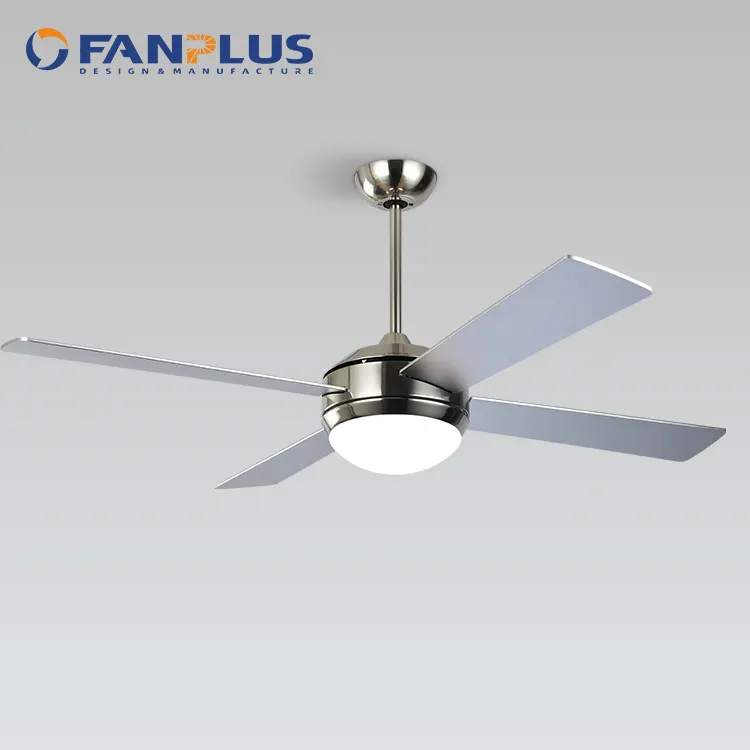 Fanplus OEM/ODM Dekoration Indoor 52 Zoll 4 Flügel Decken ventilator mit Fernbedienung Sperrholz klingen LED Decken ventilator Licht Lampe