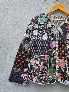 Veste décontractée pour femme, 100% coton fait main, matelassée, à manches longues, motif floral, fermeture à ceinture, douce, séchage rapide, pour l'hiver - Product Image 6