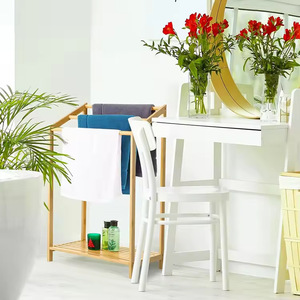 Bamboo Towel Rack 3 Tier <b>Freestanding</b> Storage Shelf With Organizer For Bathroom - Product Image 4