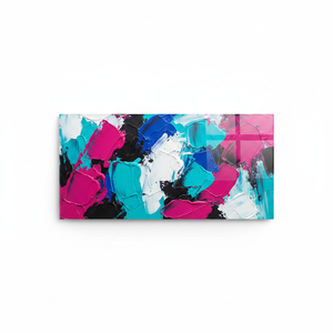 Arte Abstracto Impreso en Lienzo con Trazos de Pincel: Decoración Vibrante de Pared de Vidrio Templado, ARTE EN VIDRIO TEMPERADO - Product Image 2