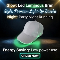 Cappellini da Baseball LED in Cotone e Poliestere di Lusso, Trendy, Doppio Uso Giorno/Notte per Street Dance e Clubbing, 4 Colori