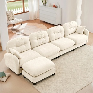 Modular Cloud Velvet Sectional Minimalist Living Room With Detachable <b>Footstool</b> Soft Oversized Couch - Product Image 2