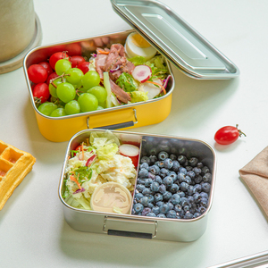 Custom Color And Logo Food Grade 900ML 304 Stainless Steel Bento Lunch Box School Kids Lunch Box With Compartment