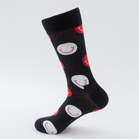 Vente en gros de chaussettes en tricot de coton à motif de sourire coloré personnalisées unisexes drôles pour hommes