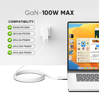 Chargeur GaN 100W 20V5A PD3.0 USB C Alimentation pour MacBook Pro Dell Lenovo ThinkPad HP Spectre Ipad Pro Surface Docking Station