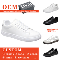 Baskets basses décontractées pour hommes en cuir blanc uni, à semelle épaisse, imperméables, à lacets, style skate et marche