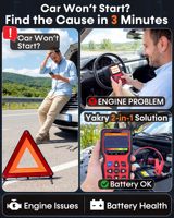 OBD2-Scanner Batterietester 2-in-1 1S Fehlercodes Auslesen und Löschen Auto-Diagnose Ladesystem-Test 12V Batterie 1996er Fahrzeuge Schnellinstallation