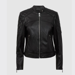 2026 Winter Women Turn-Down Collar Slim Genuine <b>Leather</b> Fur Trim <b>Long</b> Sleeve Zipper Cow Skin Moto & Biker Women <b>Leather</b> <b>Jacket</b> - Product Image 4
