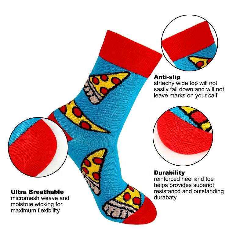 Wholesale Custom Funny Crazied Colorful Funkied Cool Mens Fashion Dress Cotton Socks Crew Happiness Socks for Men