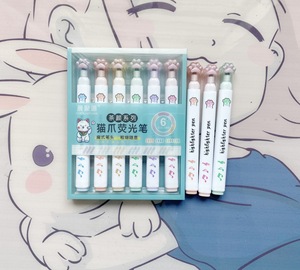 Offre Spéciale – Lot de 6 Marqueurs Mignons Patte de Chat, Pointe Biseautée, Non Effaçables, pour Étudiants, <span class=keywords><strong>Dessin</strong></span> et Écriture – Papeterie <span class=keywords><strong>Kawaii</strong></span> - Product Image 2