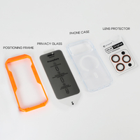 Coque de téléphone personnalisable 3-en-1 avec protection d'écran en verre trempé 9H et film de confidentialité en TPU pour objectif d'appareil photo, compatible S26 Ultra/S25/S24/S23/S22