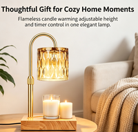 Lampe chauffe-bougie avec 3 ampoules, chauffe-bougie à hauteur réglable et intensité variable avec minuterie, lampe à bougie avec boîte cadeau charmante