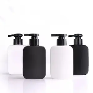 Vendita calda vuoto piatto quadrato 5oz 150ml plastica nero opaco Shampoo balsamo lozione pompa bottiglie