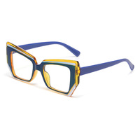 Gafas Retro de Ojo de Gato, Monturas Poligonales Coloridas, Anti Luz Azul, Lentes Planas, Mujer 3037-2