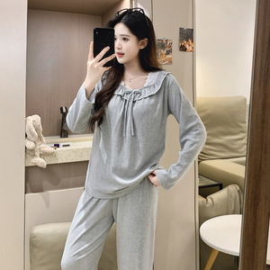 <span class=keywords><strong>Pijamas</strong></span> 6535 Pit Strip de algodón con cinturón y almohadilla <span class=keywords><strong>en</strong></span> el pecho, estilo princesa, dulce y lindo, <span class=keywords><strong>pijamas</strong></span> de manga larga para mujer - Product Image 5