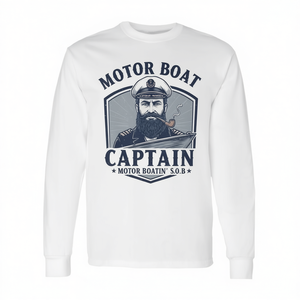 T-shirt à manches longues pour capitaine de bateau à moteur, col rond unisexe, vêtements de navigation en ponton - Product Image 2