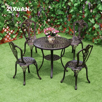 Ensemble de mobilier de jardin 3 pièces en fonte d'aluminium, style européen, pour terrasse, balcon, petit salon de café - Vente en gros usine