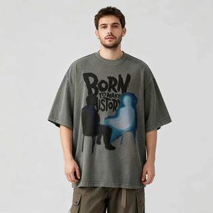 TKAN103D venta al por mayor hombres de gran tamaño Casual 100% algodón personalizado Digital impreso camiseta con función antiarrugas - Product Image 1