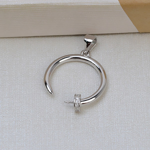 Colgante de Plata S925 para Mujer con Incrustaciones de Perlas de 8-9 mm, Accesorios de Joyería Hechos a Mano, Tocado con Personalidad, Bandeja Vacía Incluida - Product Image 3