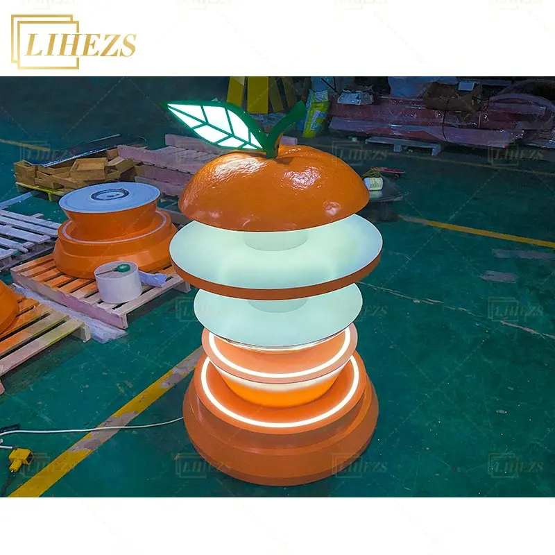 Présentoir cosmétique de luxe personnalisé avec lumières en bois orange rotatif présentoir cosmétique présentoir cosmétique boutique