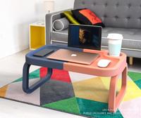 Bureau pliable en plastique avec touches de couleur, pour étudiants, Table de lecture, canapé-lit, Mini ordinateur portable, avec porte-tasse