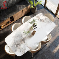 Table à Manger de Qualité à Vendre, Table de Salle à Manger Luxe en Marbre avec Acier Carbone, pour 6/8 Personnes, pour Cuisine & Salon