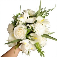 Yi Yage SH268 Hochwertiger Seidenblumenstrauß mit konservierten Rosen, weißen Tulpen, Callas, Lilien und Dahien aus China für Bräute bei der Standesamtregistrierung
