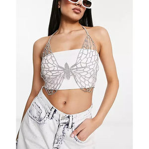 Luxury Crystal Butterfly Embellished <strong>Diamante</strong> Butterfly Shape Body Chain in Silver - Product Image 2