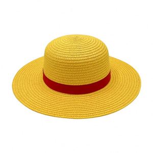 Chapeau de paille et casquette de cosplay One Piece Anime en gros pour jeune femme, style canotier plat en papier Luffy, protection solaire pour le voyage - Product Image 1