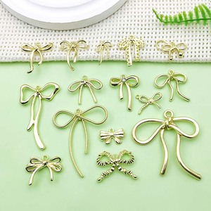 Gold <b>Bow</b> Charms Zinc Alloy DIY Jewelry Accessories For Creative Projects Unisex Fashion Pendants - Product Image 1