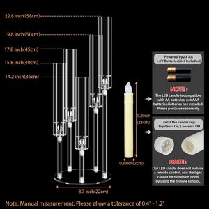 Masa kristal için 5 Arms akrilik dekoratif şamdan LED mumlar ile düğün için mumluk parti dekor şamdanlar tutucu - Product Image 5