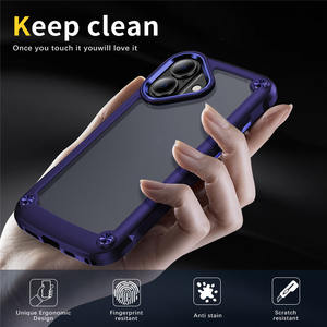 Telaio in metallo Anti Shock per paraurti rigido per PC traslucido opaco posteriore custodia per <span class=keywords><strong>iPhone</strong></span> 16 Plus 15 14 <span class=keywords><strong>13</strong></span> 12 11 - Product Image 5