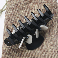 Gracieuse griffe de cheveux en acétate noir avec papillon blanc 10cm grande taille femmes pince pince cheveux queue de cheval Extension