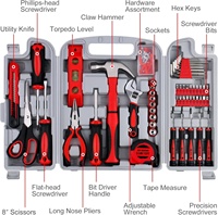 Kit d'outils de réparation manuels polyvalents 156 pièces, boîte à outils pliable et durable, ensemble complet d'outils de base pour les travaux ménagers quotidiens