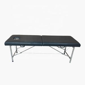 Table de massage pliable portable noire, lit de thérapie Shirodhara en cuir PU, mobilier de salon pour la maison et le bureau - Product Image 2