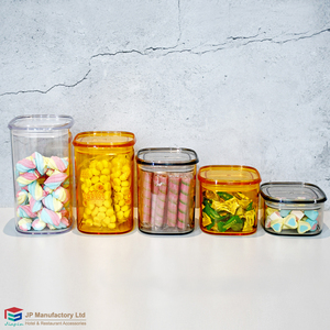Pot en plastique sans BPA SAN AS, carré, coloré, conteneur de rangement, <span class=keywords><strong>orange</strong></span>, gris, transparent - Product Image 3