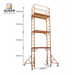 LINYI QUEEN 18ft Perancah Lipat Bergerak Beroda Lapisan Bubuk Tahan Korosi Kekuatan Tinggi Untuk Penggunaan Industri Luar Ruangan - Product Image 2