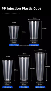 Gobelets en plastique PP jetables imprimés avec logo personnalisé, diamètre 90 mm, pour thé au lait, café, jus et smoothies - Product Image 3