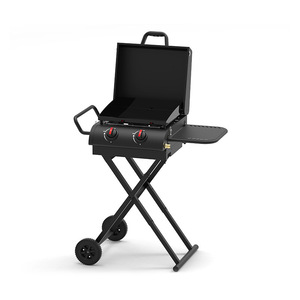 Foldable Portable Gas Grill 30cm X-Frame Design Outdoor <b>Camping</b> BBQ With Wheels And Side <b>Shelf</b> For Picnic Use - Product Image 4