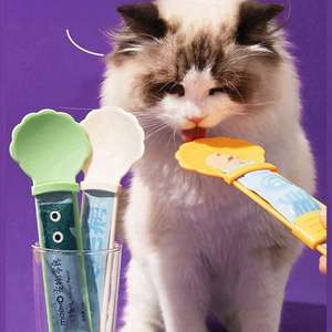 Adorable Cuillère Distributrice Semi-Automatique en Plastique Étanche pour Friandises de Chat, Motif Uni, Emballage Sac OPP, Fournitures pour Animaux de Compagnie - Product Image 1