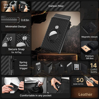 Mini étui en métal à aimant de porte-carte de crédit gradué de menu vertical en cuir