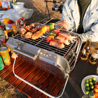 Grille de Table de Camping en plein air Portable pliable conception de valise en acier inoxydable grilles de Barbecue au charbon de bois