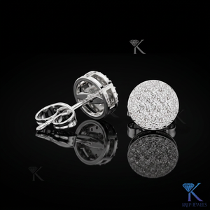 Lab Grown Diamond Round Pave Cluster <b>Stud</b> Earrings Open Gallery 14K Solid Gold Fine Women Jewelry Wedding Anniversary Gift - Product Image 2