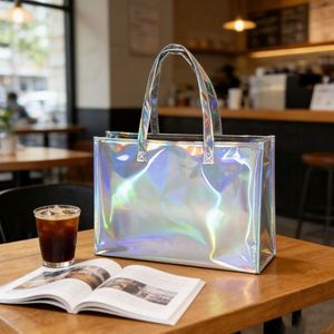 Fashion Holographic Pu Laser Shopping Portable Gift Bag for Trade Show Handbag - Product Image 1