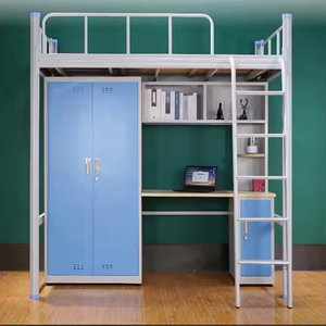 Dormitorio Hierro Acero Armario Habitación Barato Loft Escalera Niño Casa Almacenamiento Precio Metal Chica Adolescente Niños Litera Cama Con Escritorio - Product Image 5