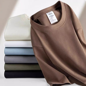 Camiseta de Cuello Redondo 100% Algodón Peinado 305GSM, Unisex, Talla Grande, Lisa para Logotipo Personalizado, para Hombre y Mujer, Venta al por Mayor, Camiseta de Lujo - Product Image 3