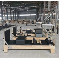 Reformer Pilates en Bois de Qualité Commerciale avec Demi-Tourneuse, Cadre en U en Aluminium Anodisé, Machine de Yoga Professionnelle pour Salle de Sport à Domicile