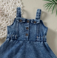 2024 été coréen conception jarretelles salopette robe pour bébé filles denim coton à volants sans manches combinaison vêtements décontractés