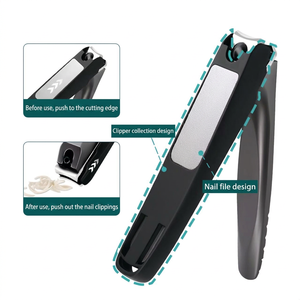 Coupe-ongles en acier inoxydable anti-éclaboussures avec lime à ongles intégrée, poignée ergonomique pour ongles des mains et des pieds - Product Image 4